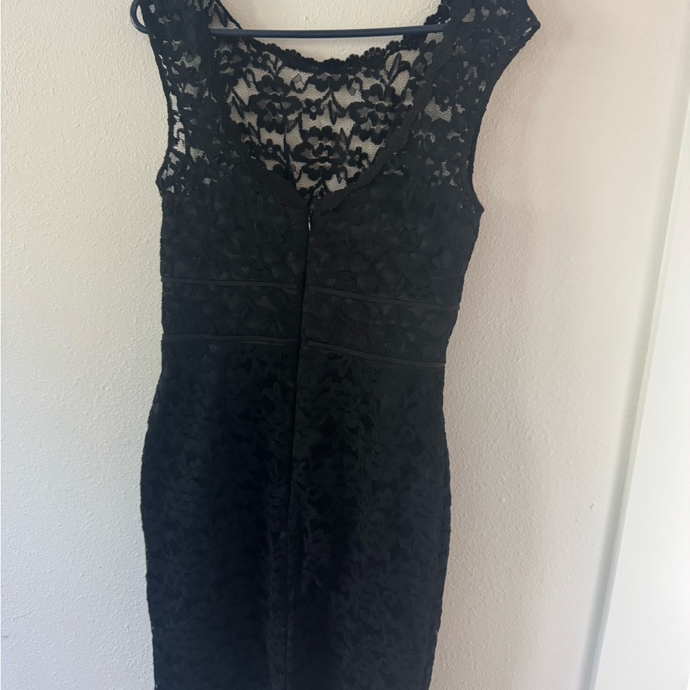 White House Black Market Elegant Black Lace Midi Dress